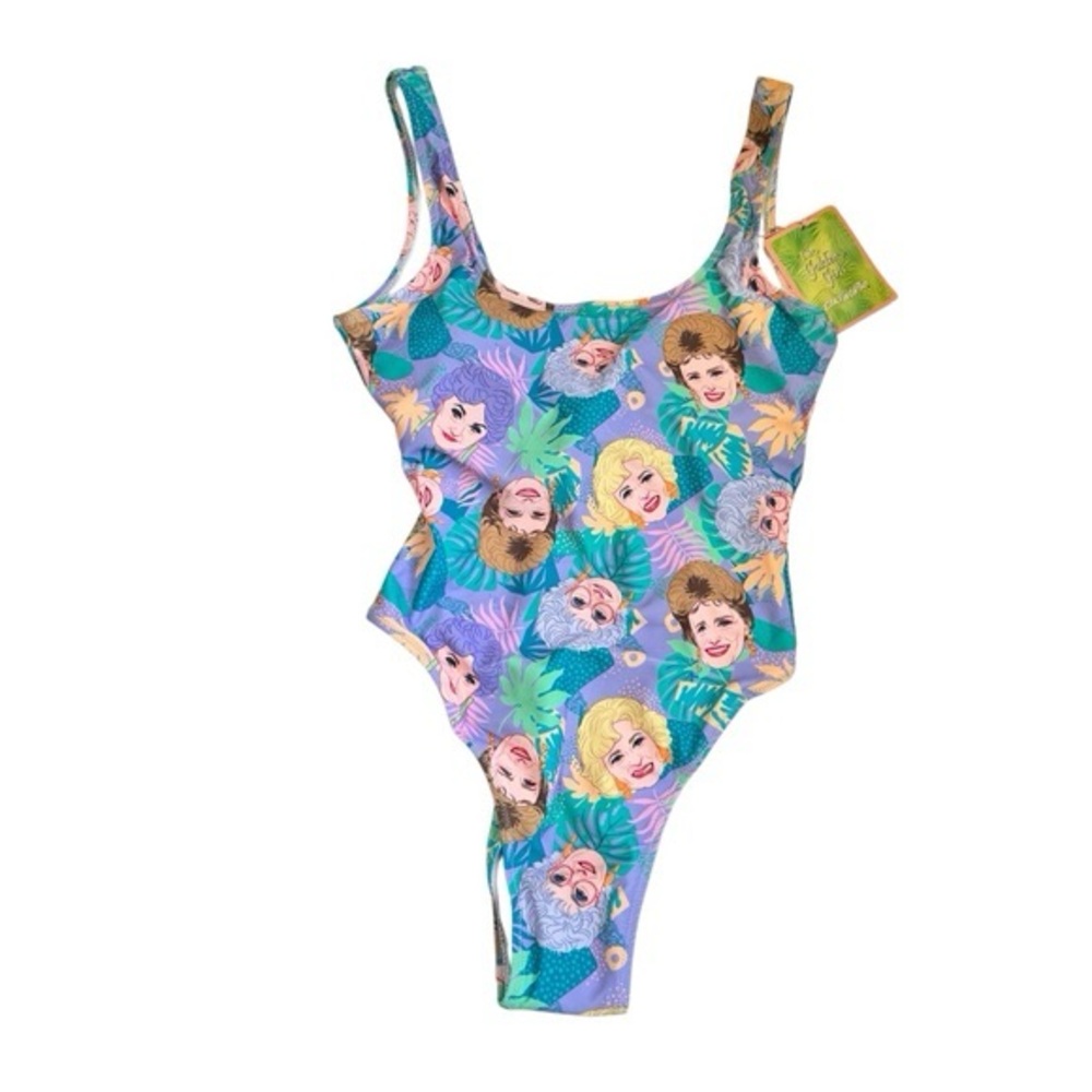 CAKEWORTHY NEW Golden Girls One Piece Swimsuit 80s Vintage Print Graphic